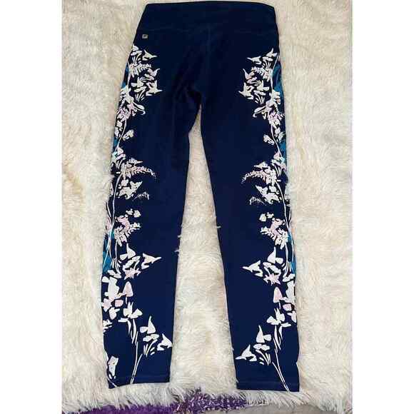 Fabletics Blue Leggings w/floral design Size Large - Picture 3 of 8